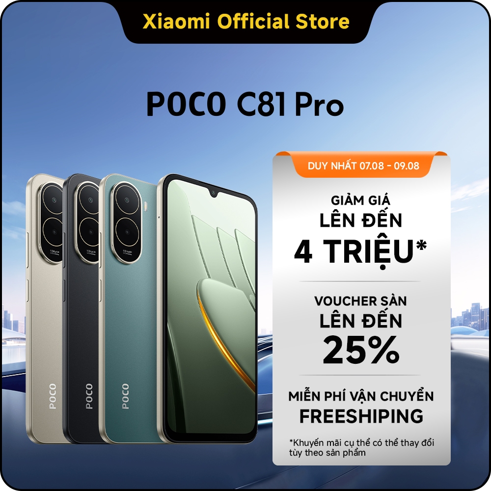 Điện thoại thông minh POCO C81 Pro (4GB+64GB| 4GB+128GB| 4GB+256GB) Pin khủng 6000 mAh