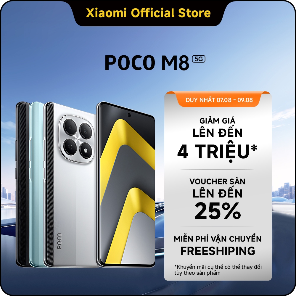 Điện thoại thông minh POCO M8 5G (8+256GB | 8+512GB)|Thiết kế cong 3D thanh mảnh chỉ 7.35mm|Màn hình Flow AMOLED 6.77" 1