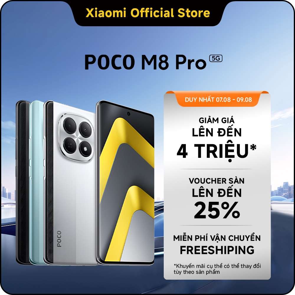 Điện thoại thông minh POCO M8 PRO 5G (8+256GB|12+512GB)|Pin 6.500mAh (typ) siêu lớn|Màn hình AMOLED CrystalRes 1.5K