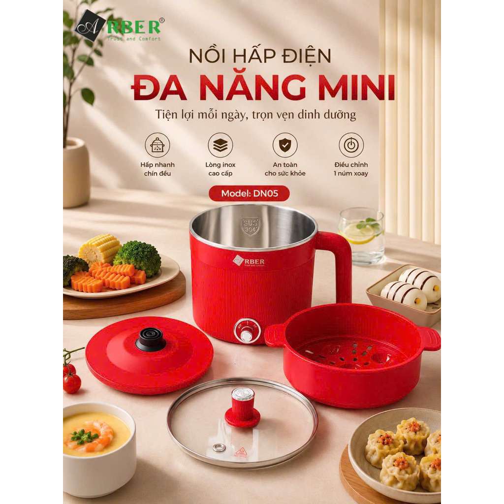 Lẩu điện Arber DN05 dung tích  1,8L bảo hành chính hãng 12 tháng.