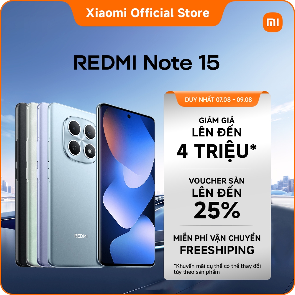 Điện thoại thông minh REDMI Note 15 (6+128GB | 8+128GB | 8+256GB) | Pin lớn 6000mAh | Màn hình siêu bền