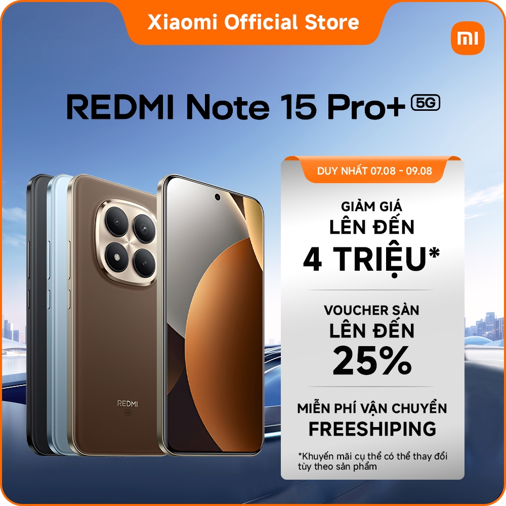 Điện thoại thông minh Redmi Note 15 Pro+ 5G (12+256GB)|Pin lớn 6500mAh và sạc nhanh HyperCharge 100W