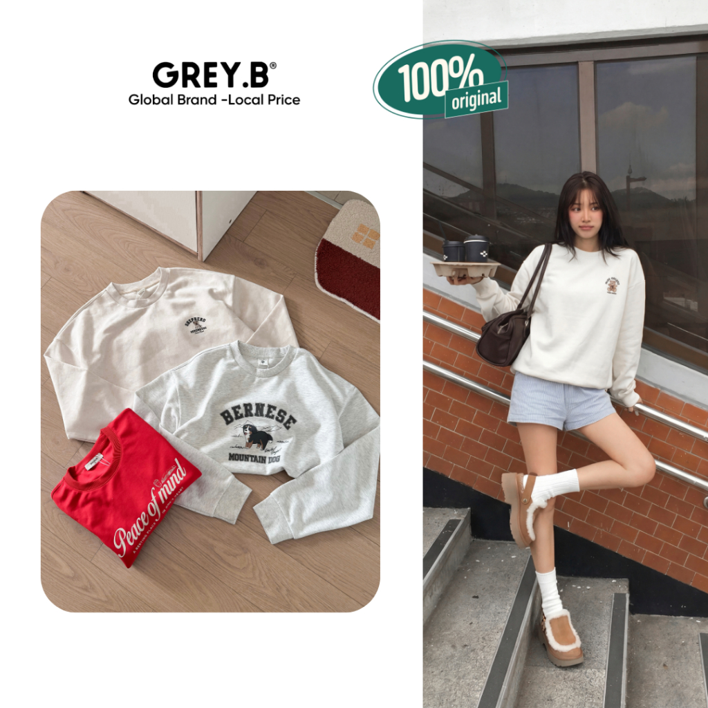 Áo Nỉ Bông Polham Sweater Logo Oversized GREYB Unisex
