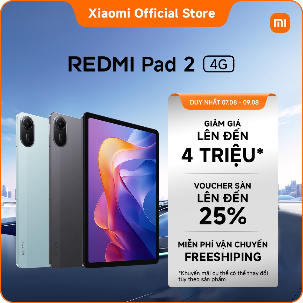 Redmi Pad 2 4G｜Màn hình 11" 2,5K siêu rõ nét｜Pin dung lượng khủng đến 9000mAh (typ)｜Helio G100-Ultra tiên tiến hỗ trợ 4G