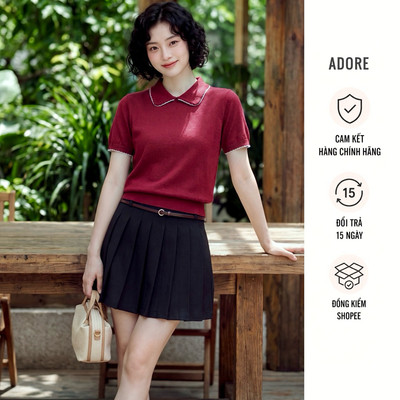 [ ADORE ] Chân váy mini Đen xếp ly kèm belt - 613SK2020