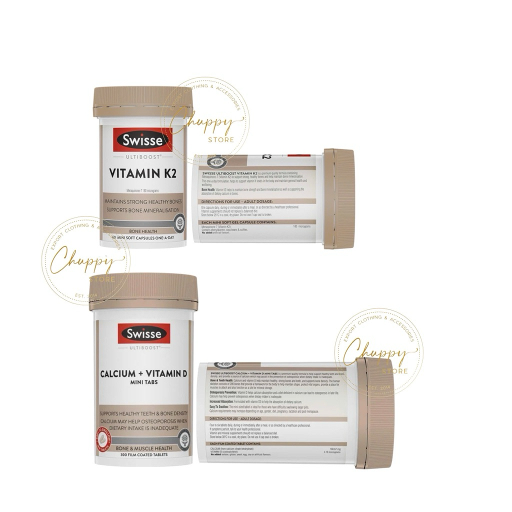 [HÀNG NHẬP ÚC BAY AIR FULL BILL] Swisse Bone Health Vtm D & Vtm K2 - Viên uống bổ sung canxi Vtm D &