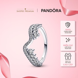 Nhẫn Bạc Pandora Timeless Gợn Sóng Đính Đá
