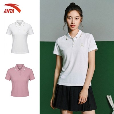 ANTA Áo Polo Nữ Thể Thao Chính Hãng Áo Polo Golf Tennis Pickleball Cầu Lông Chạy Bộ Thoáng Khí Co Giãn 1625C7132
