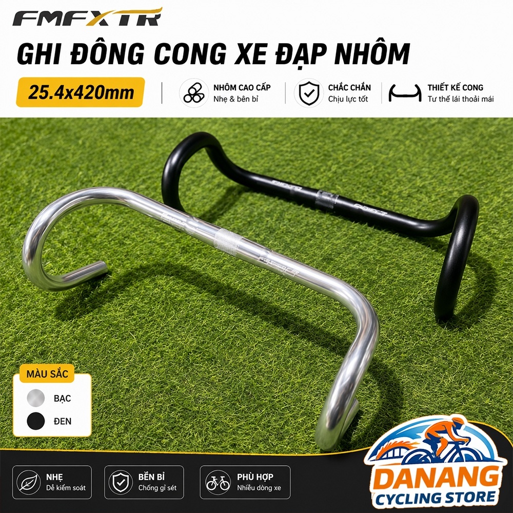 Ghi Đông Cong Xe Đạp Nhôm FMFXTR 25.4x420mm – Tay Lái Thể Thao Hợp Kim Nhôm 6061