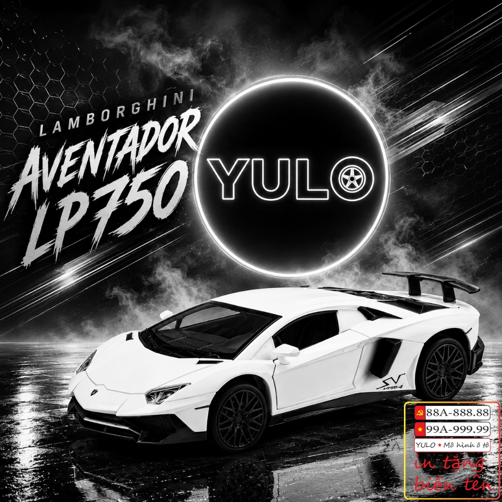 Mô hình xe ô tô Lamborghini Aventador LP750 bằng hợp kim tỉ lệ 1:32 mở cửa, đèn led, âm thanh, quà t