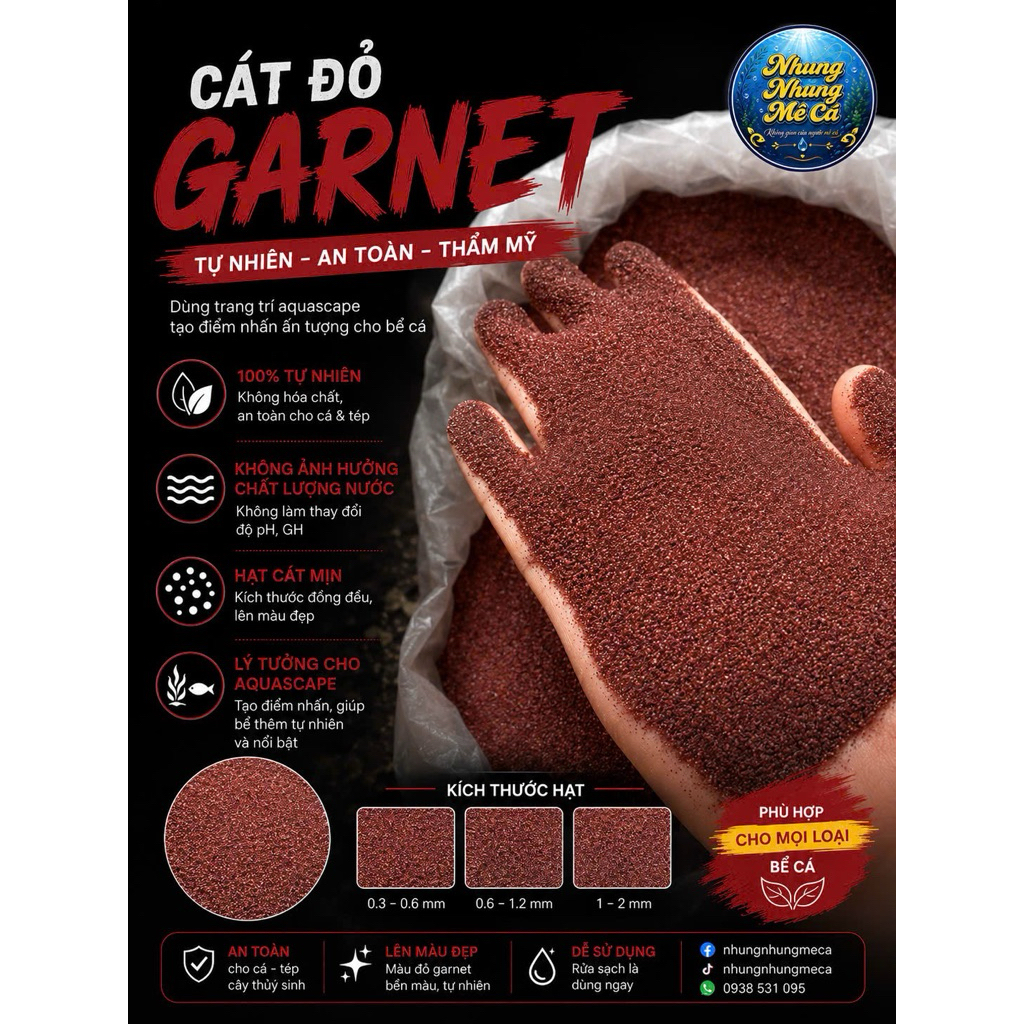 cát đỏ granet , cát thủy sinh lót nền setup bể thủy sinh , biotop (500g)