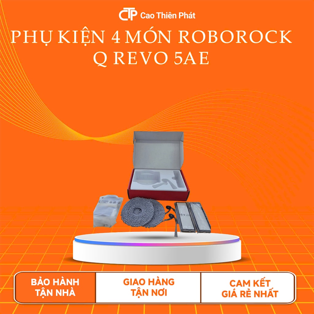 Phụ kiện robot hút bụi Roboroc Qrevo 5AE,  khăn, lọc, chổi cạnh, chổi lăn, túi rác