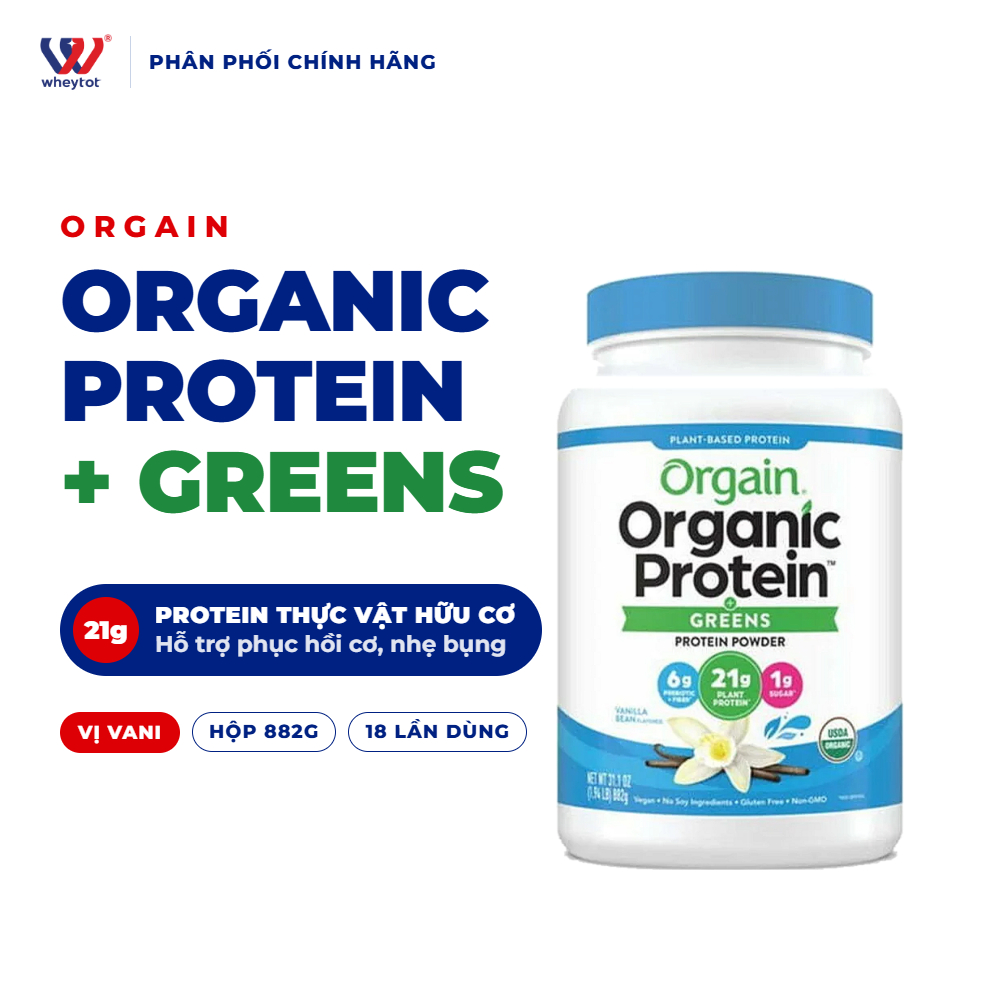 Bột Protein Thực Vật Orgain Organic Protein Greens 882g | Chính Hãng, Xuất VAT