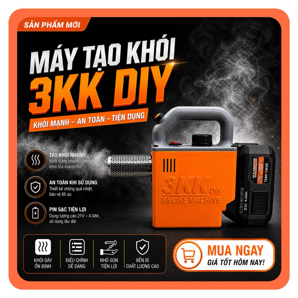 Máy Phun Khói Mini Dùng Pin Phổ Thông 21V, Tạo Khói Sân Khấu, Phun Đuổi Côn Trùng, (Tặng kèm dung dị