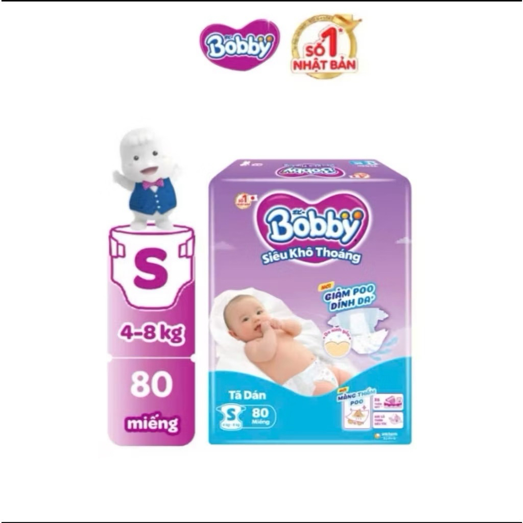 Tả dán Bobby size S-80 miếng (4-8kg)