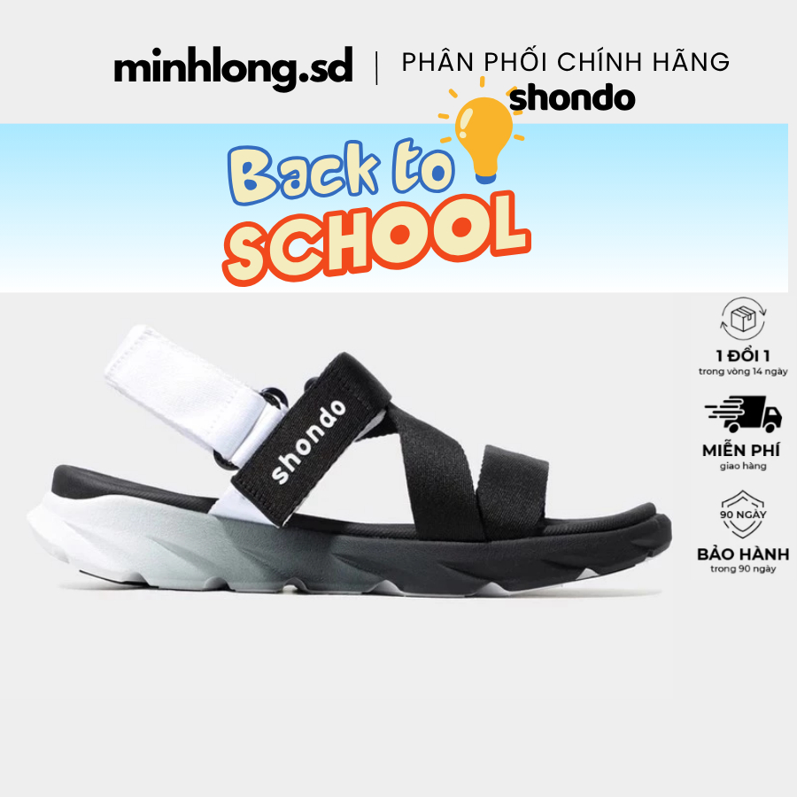 Giày Sandals Shondo F6 Sport ombre đế 2 màu đen trắng F6S0110