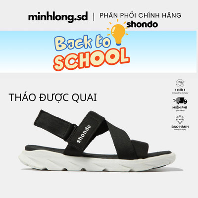Giày sandal SHONDO F6 sport quai đen đế trắng F6S003