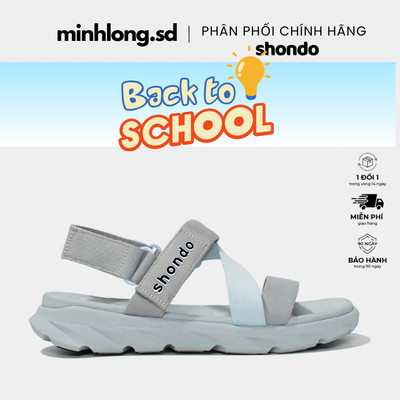Giày Sandals Nam Nữ Shondo F6 Sport Đế Xám Phối Quai Xanh Da Trời F6S2030