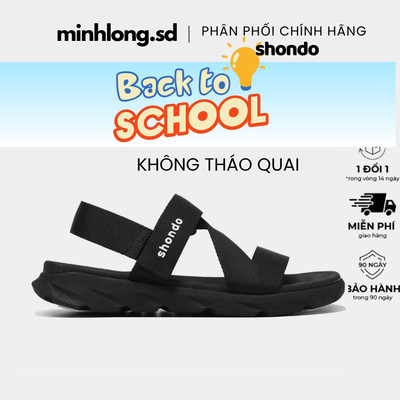Giày sandal Shondo Nam Nữ Quai Liền Đen Full F6S1111