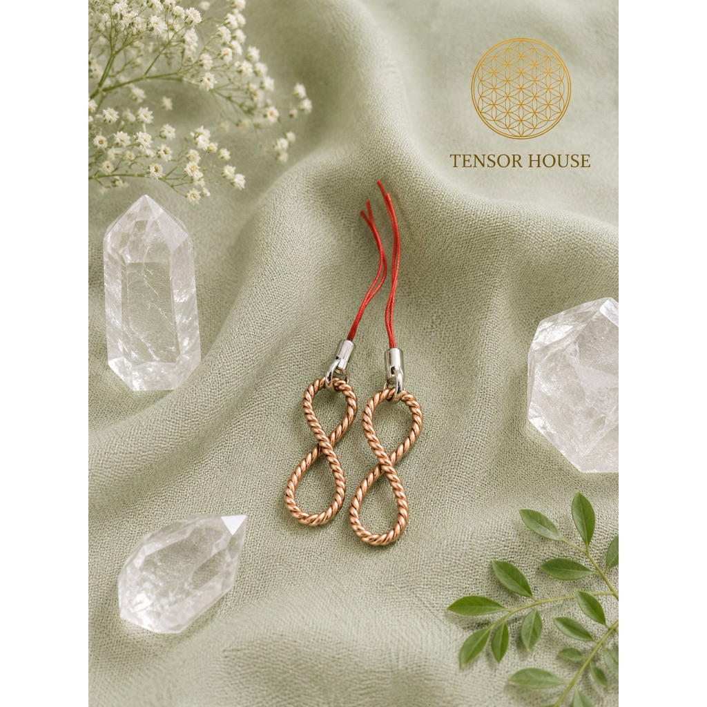 Móc khoá điện thoại đồng đỏ tensor ring tránh sóng điện từ