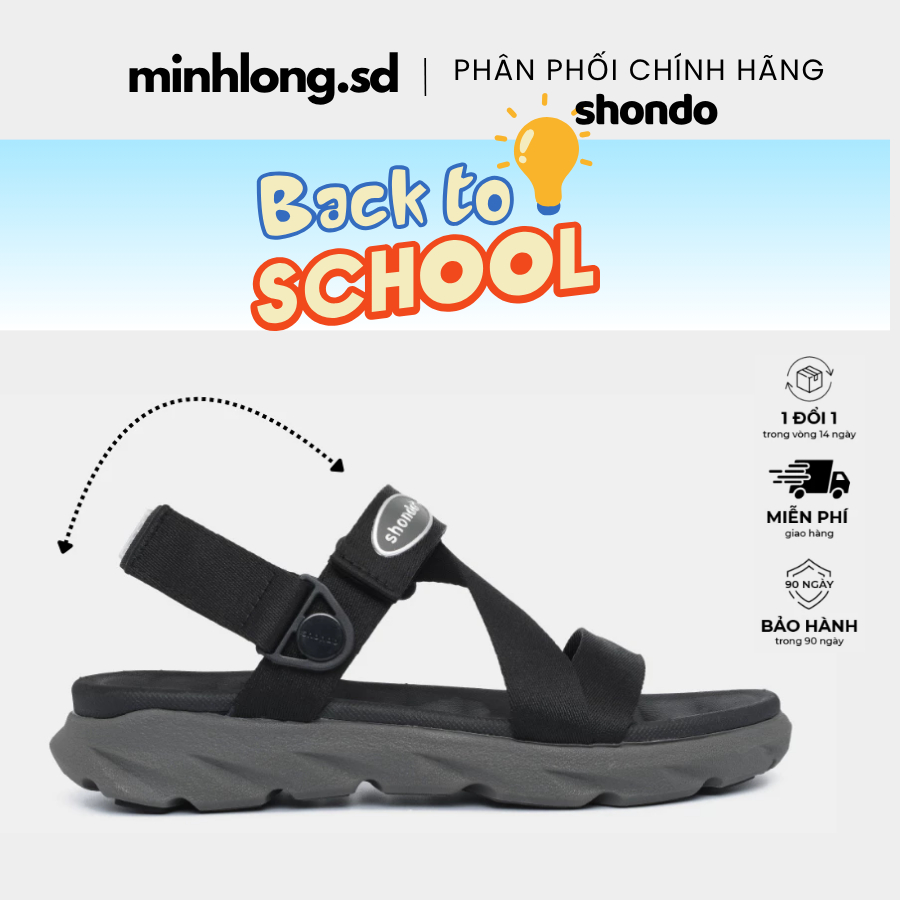 Giày Sandal Nam Nữ F6S Thoải Mái, Nhẹ Êm Xoay Shondo XÁM ĐEN F6S1212