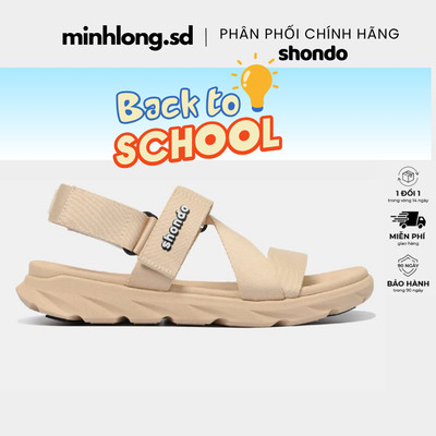 Giày Sandal Nam Nữ SHONDO F6 Sport Nhẹ Êm Đi Học, Đi Làm Thời Trang, Năng Động Màu Vàng Kem F6S5252