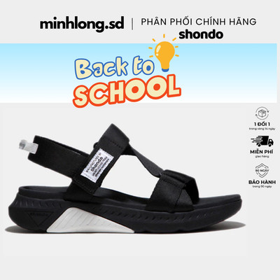 Sandals Shondo F7 Racing đế đen phối trắng quai đen F7R1010
