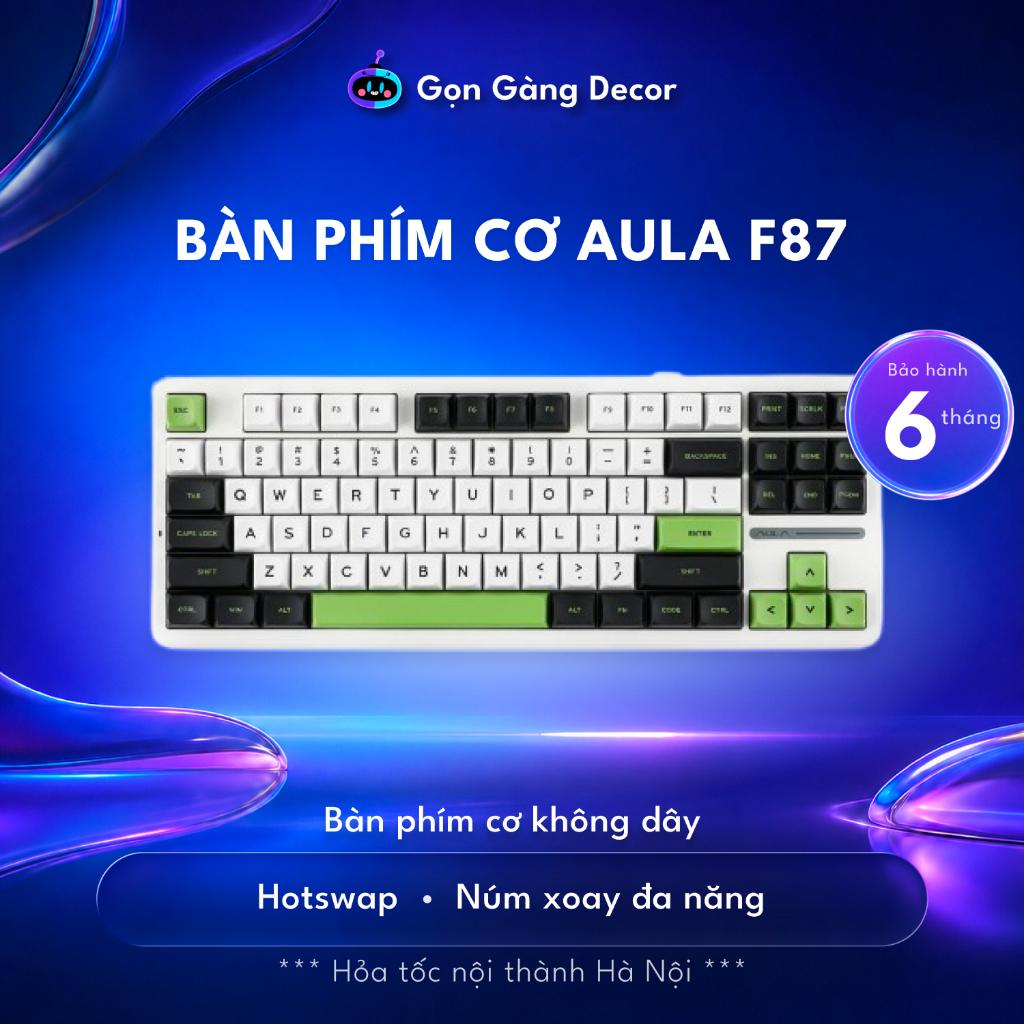 Bàn phím cơ AULA F87 PRO / F87 PRO V2 Gaming 3Mode kết nối, LED RGB, Hotswap 5pin Gọn Gàng Shop