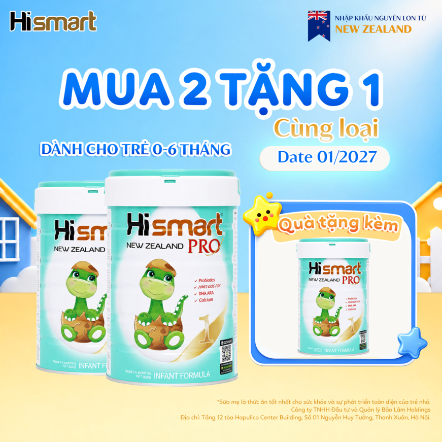[Mua 2 Tặng 1 ] Combo 2 Lon Hismart Pro 800g Cho Bé Tăng Cân Khỏe Mạnh Số 1,2,3,4