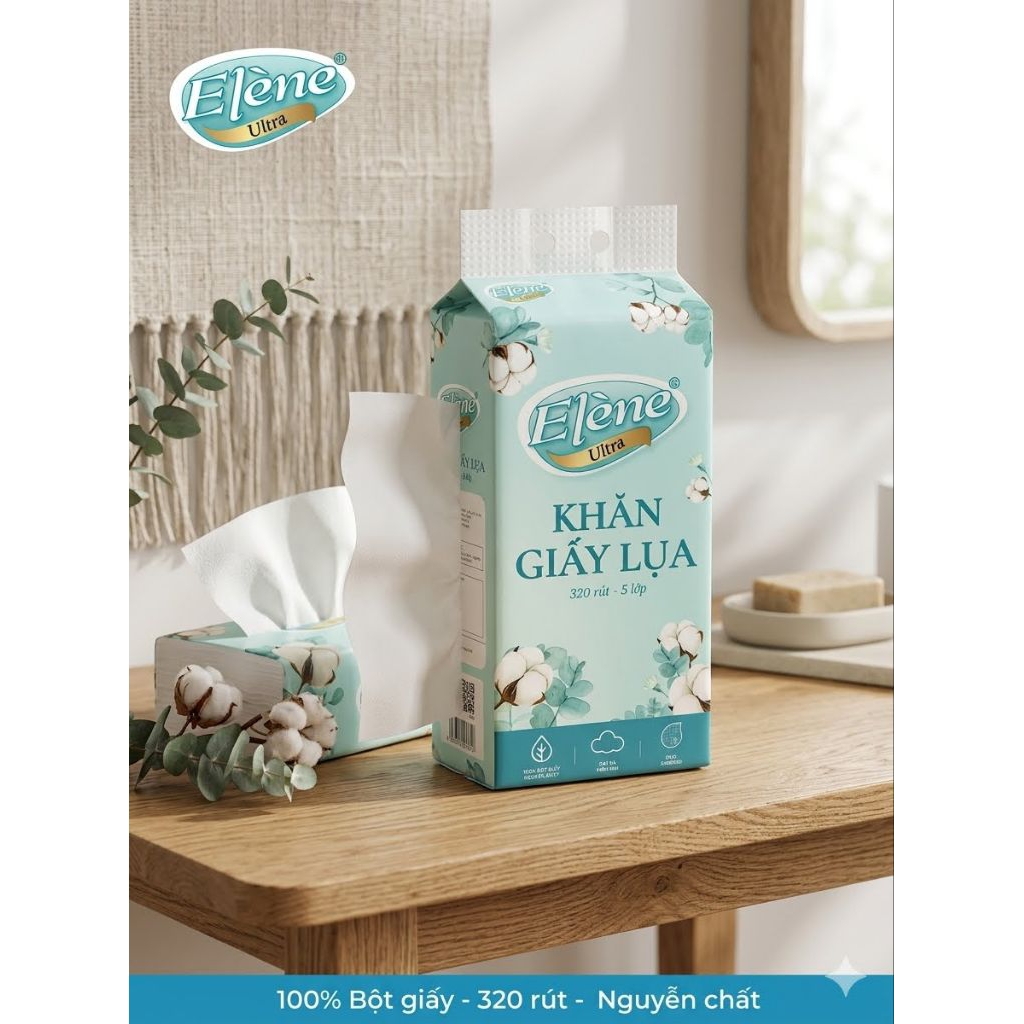 Khăn giấy Elene Ultra rút dây 5 lớp 320 tờ