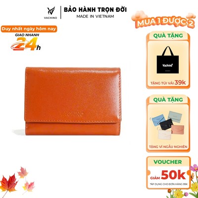Ví nữ da bò thật 100% gấp 3 thời trang cao cấp VACHINO - VN007