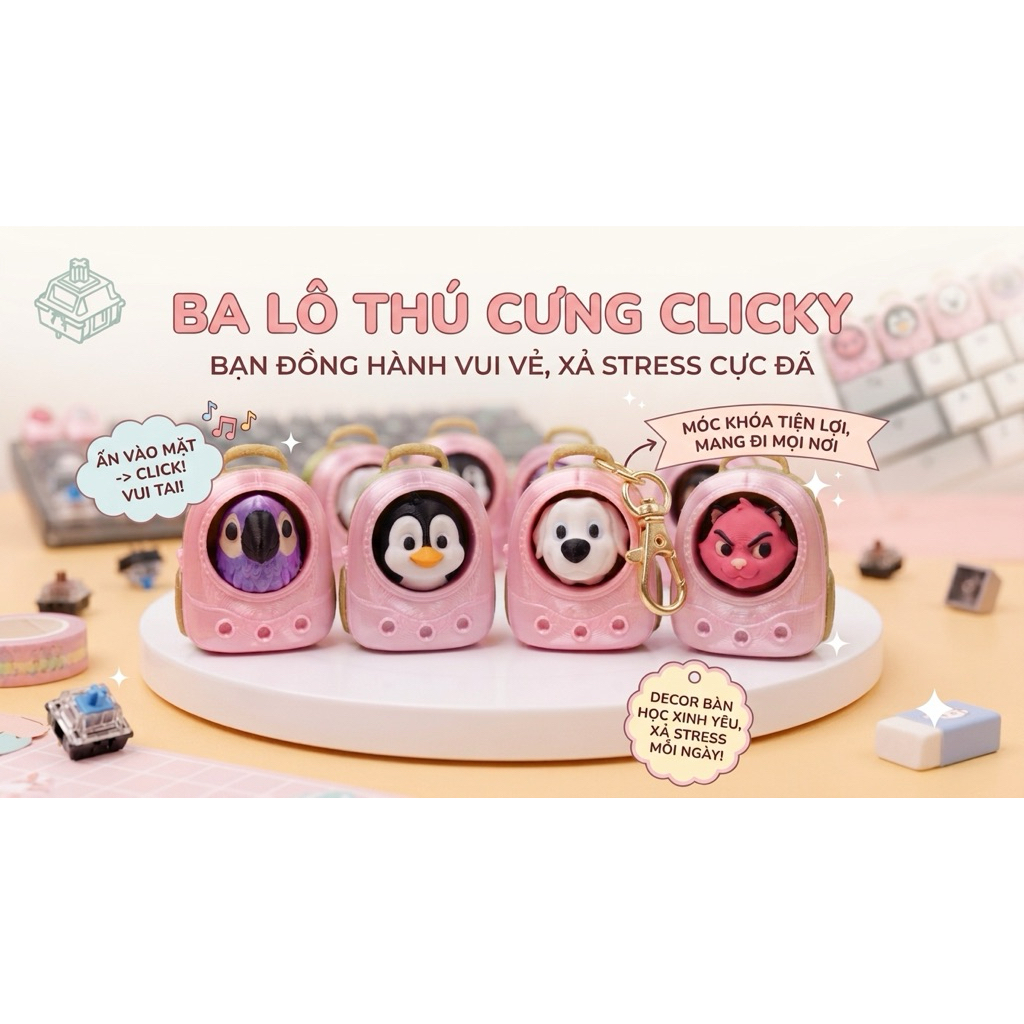 BA LÔ THÚ CƯNG CLICKY (PET-PACK CLICKY) in 3D siêu cute