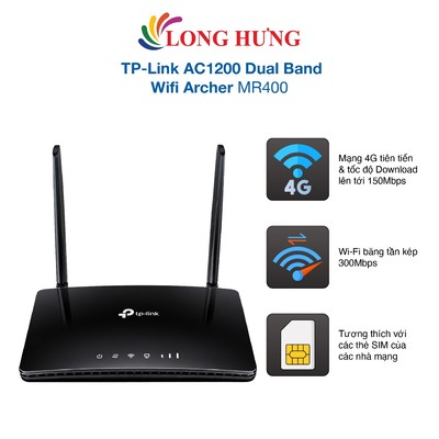 Router Wifi 4G LTE TP-Link AC1200 Dual Band Wifi Archer MR400 - Hàng chính hãng