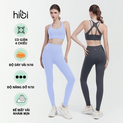 Set đồ tập Yoga Luxury Hibi Sports H191 kiểu áo bra cổ tim, kèm mút ngực, chất vải Hi Fabric