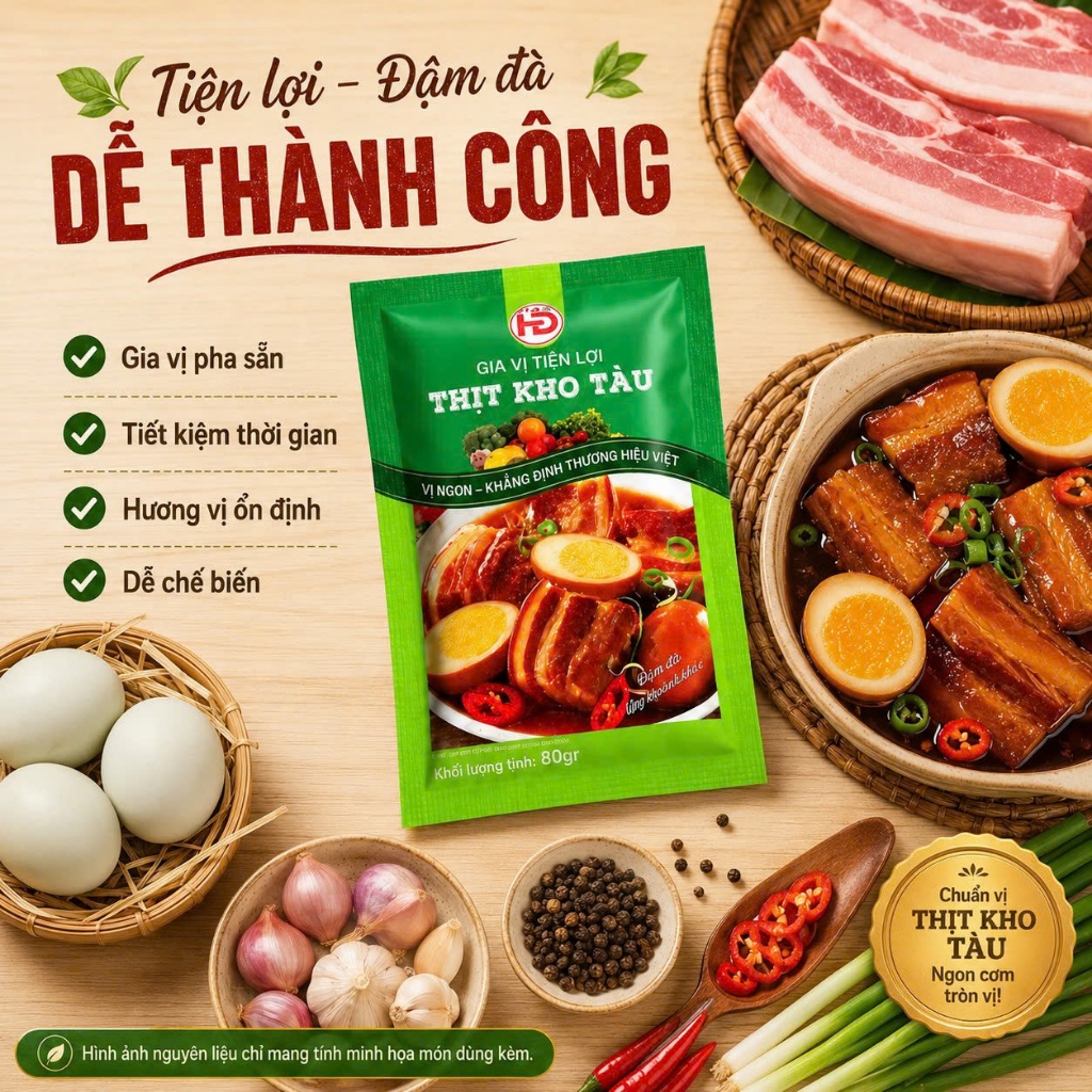 XỐT GIA VỊ THỊT KHO TÀU HD 80G – THỊT KHO TÀU HƯƠNG VỊ NAM BỘ