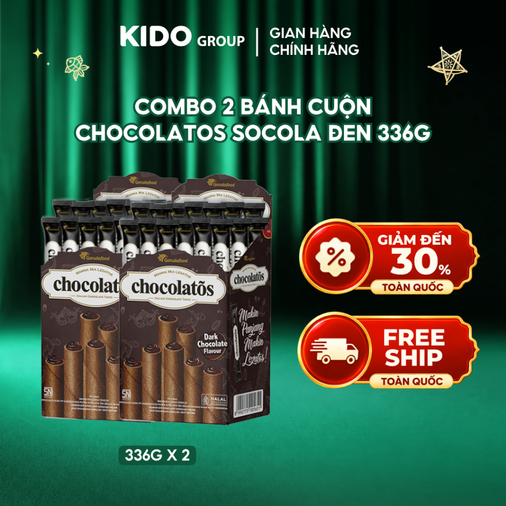 Combo 2 Bánh cuộn Chocolatos Socola Đen 336g | Kido Group