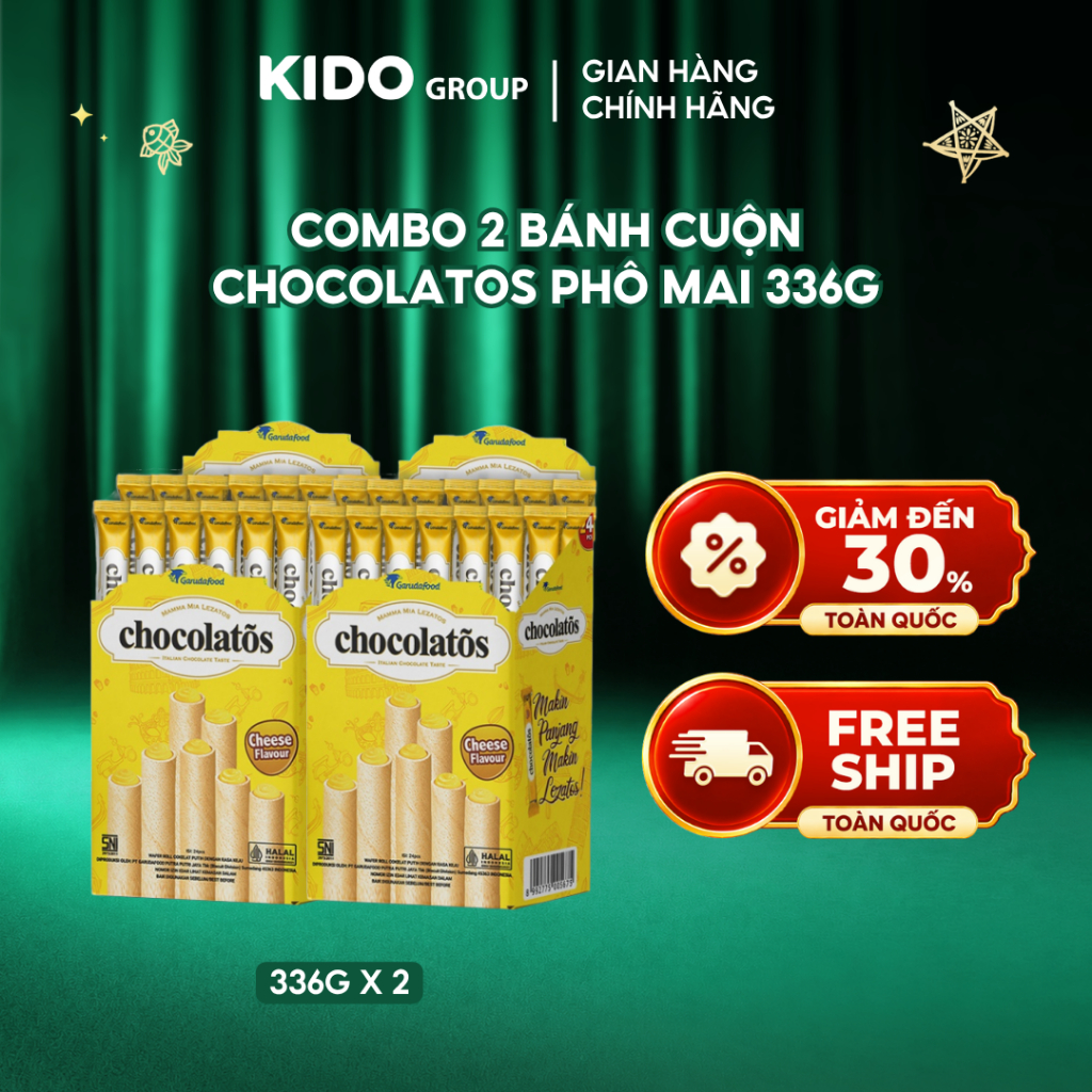 Combo 2 Bánh cuộn Chocolatos Phô Mai 336g | Kido Group