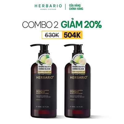 [MUA 2 GIẢM 20%]  Combo 2 Dầu gội Vỏ bưởi và Bồ kết HERBARIO 300ml/1chai