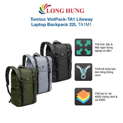 Ba lô Tomtoc VintPack-TA1 Liteway Laptop Backpack 22L TA1M1 - Hàng chính hãng