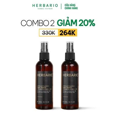 [MUA 2 GIẢM 20%] Combo 2 chai nước xịt dưỡng tóc tinh dầu vỏ bưởi và bồ kết Herbario 100ml