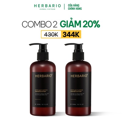 [MUA 2 GIẢM 20%] Combo 2 chai Dầu xả Vỏ bưởi và Bồ kết Herbario 300mlx2