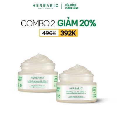 [MUA 2 GIẢM 20%] Combo 2 gel dưỡng Rau má & Diếp cá 30ml Herbario - Thuần chay