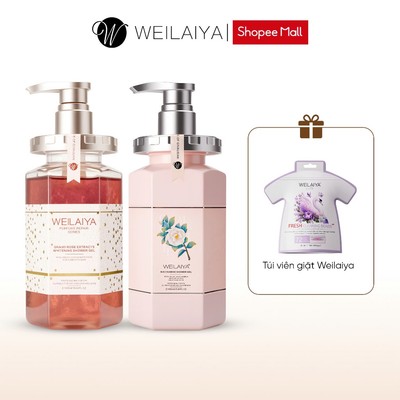 Combo 2 chai Sữa tắm Weilaiya dưỡng da cánh hoa hồng , hoa trà, hoa cúc 450ml
