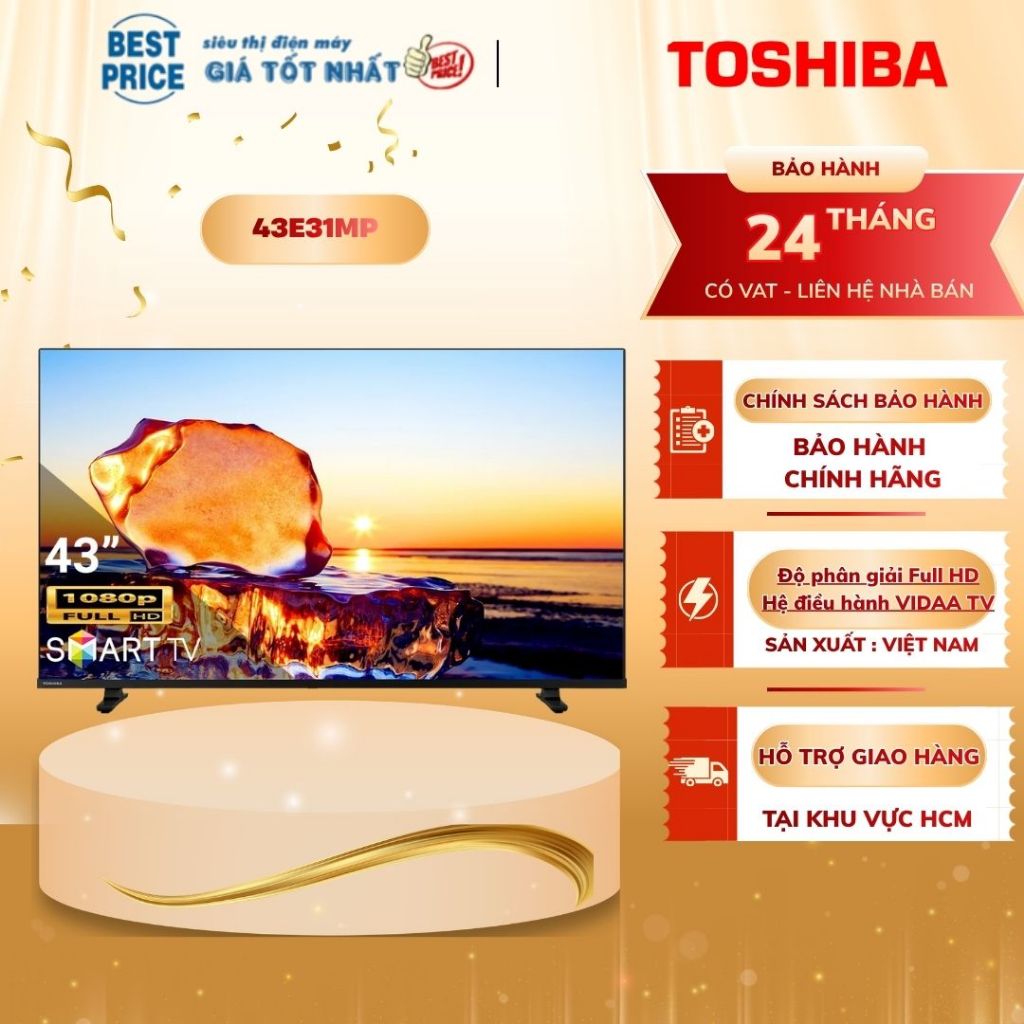 43E31MP Smart Tivi Toshiba 43 Inch Full HD, Âm Thanh Vòm, Tìm Kiếm Giọng Nói Qua Ứng Dụng
