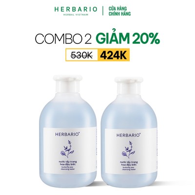 [MUA 2 GIẢM 20%] Bộ 2 chai Nước tẩy trang Hoa Đậu Biếc herbario (300ml x 2) giảm lão hóa da