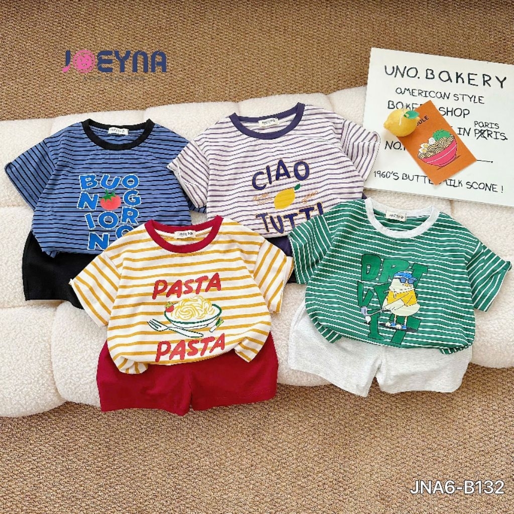 Sét bộ cotton kẻ ngang nhiều màu Joeyna cho bé trai