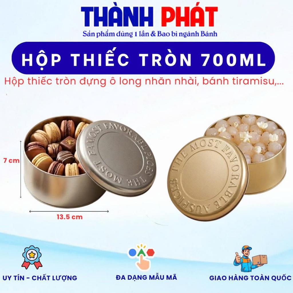 Hộp Thiếc tròn 13.5cm đựng bánh tiramisu đập - Hộp thiếc tròn đựng bánh quy - bánh dứa - đựng Ô Long