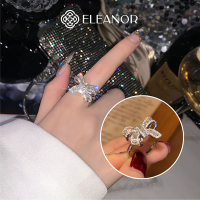 Nhẫn nữ freesize Eleanor Accessories thiết kế nơ đính đá phụ kiện trang sức nhẫn 12120