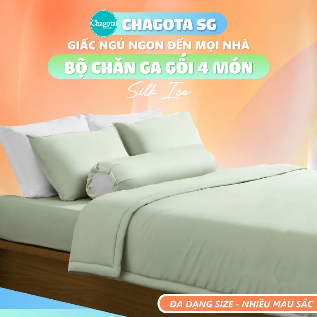Bộ Chăn Ga Gối Lụa Silk Ice, Công Nghệ May Hiện Đại, Tone Màu Tối Giản, Đẹp Mắt 1mx2m Đến 2mx2m2