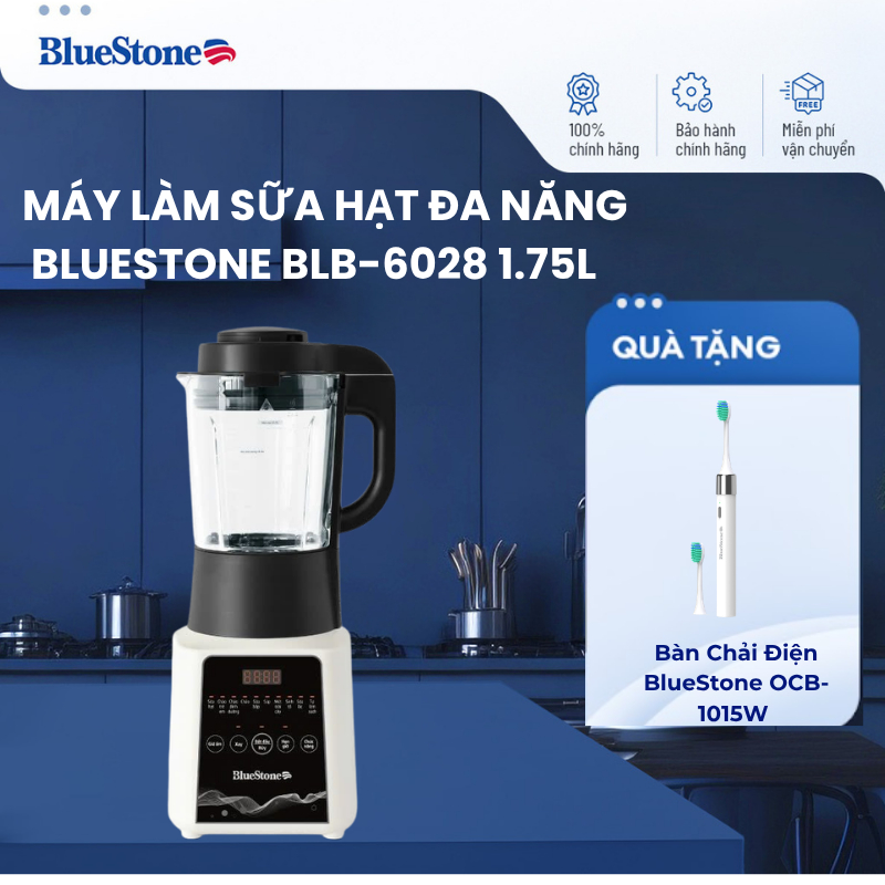 Máy Làm Sữa Hạt BlueStone BLB-6028 1.75L- 1000W Xay,900W Nấu | 11 Chế Độ Tự Làm Sạch | BH 24 tháng
